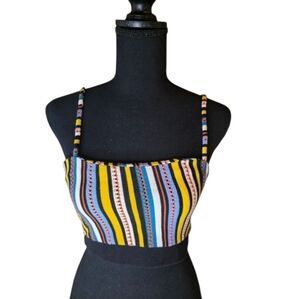 ZARA Knit Stripe Crop Top – Bold Boho Vibes | Size Small